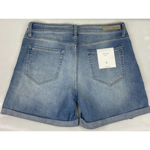 Cello Women Large Denim Shorts Mom Jeans Cuff High Rise NWT - Picture 2 of 8